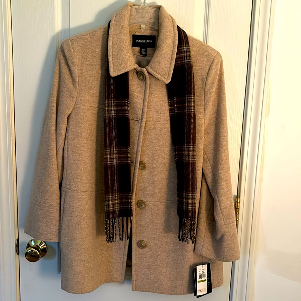 Tan London Fog Coat w/ scarf